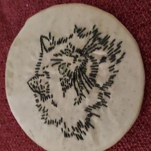 Vintage Handmade Embroidered Black Cat Disc Piece